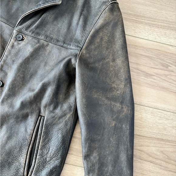 Vtg Marc New York Andrew Marc Mens Small Distressed Leather Heavy Jacket Brown - Picture 4 of 12